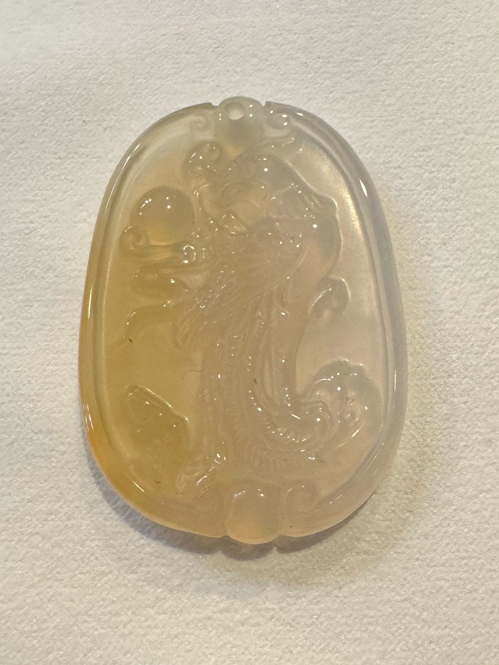 Carved Jade Bird Pendant in Warm Honey Tone